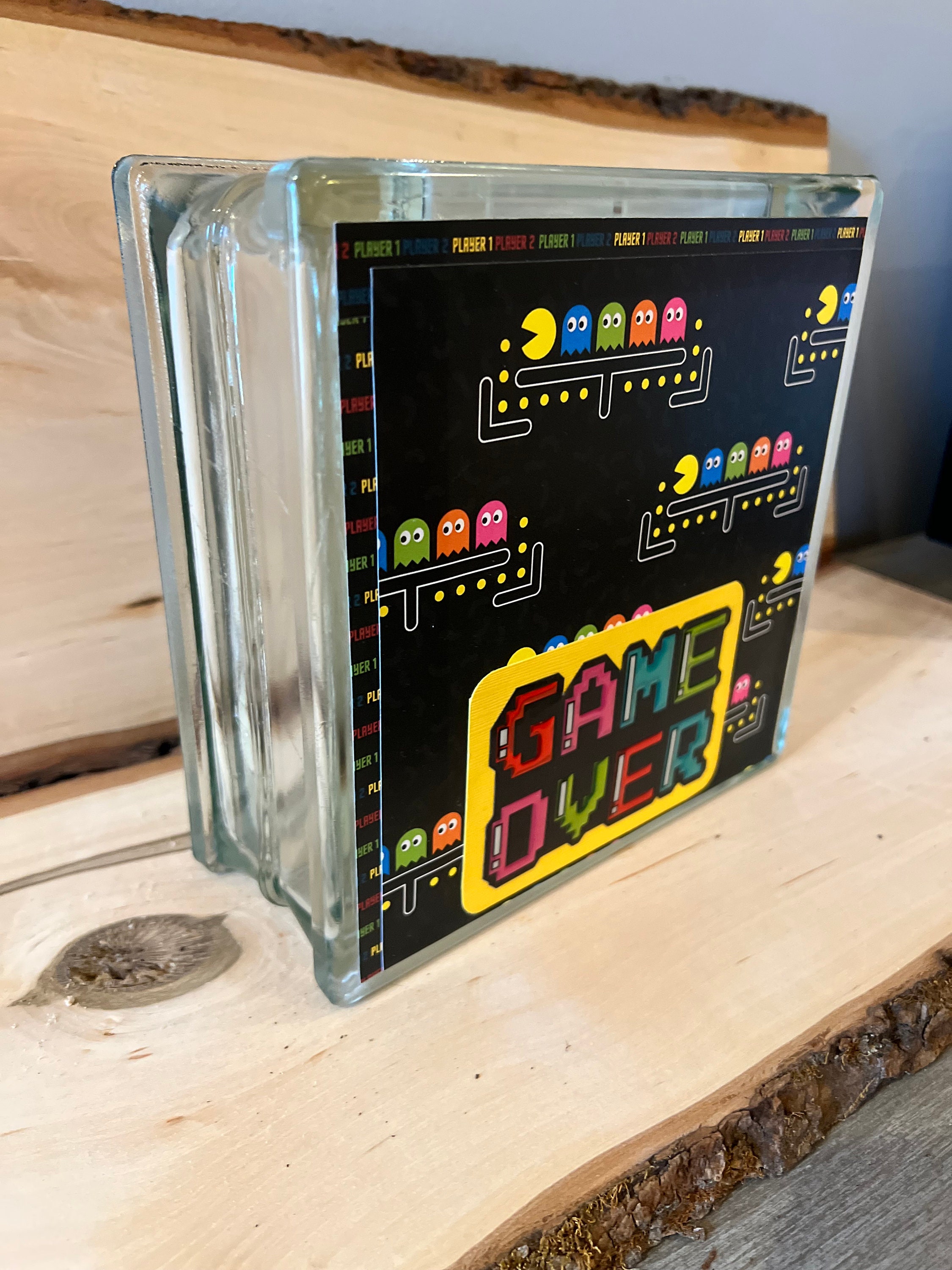 PAC Man Glass Block Piggy Bank Etsy