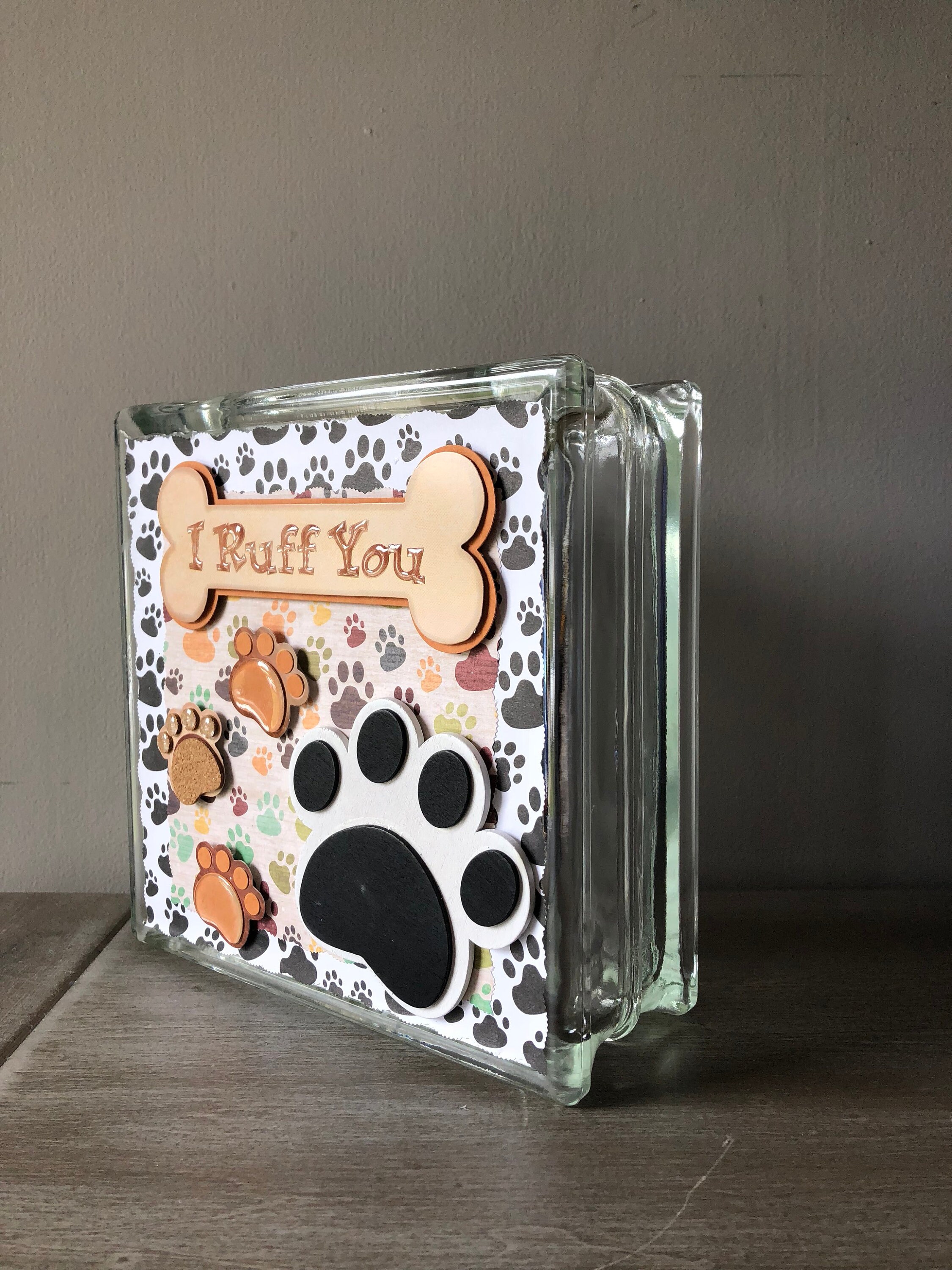Dog Glass Block Piggy Bank Etsy.de