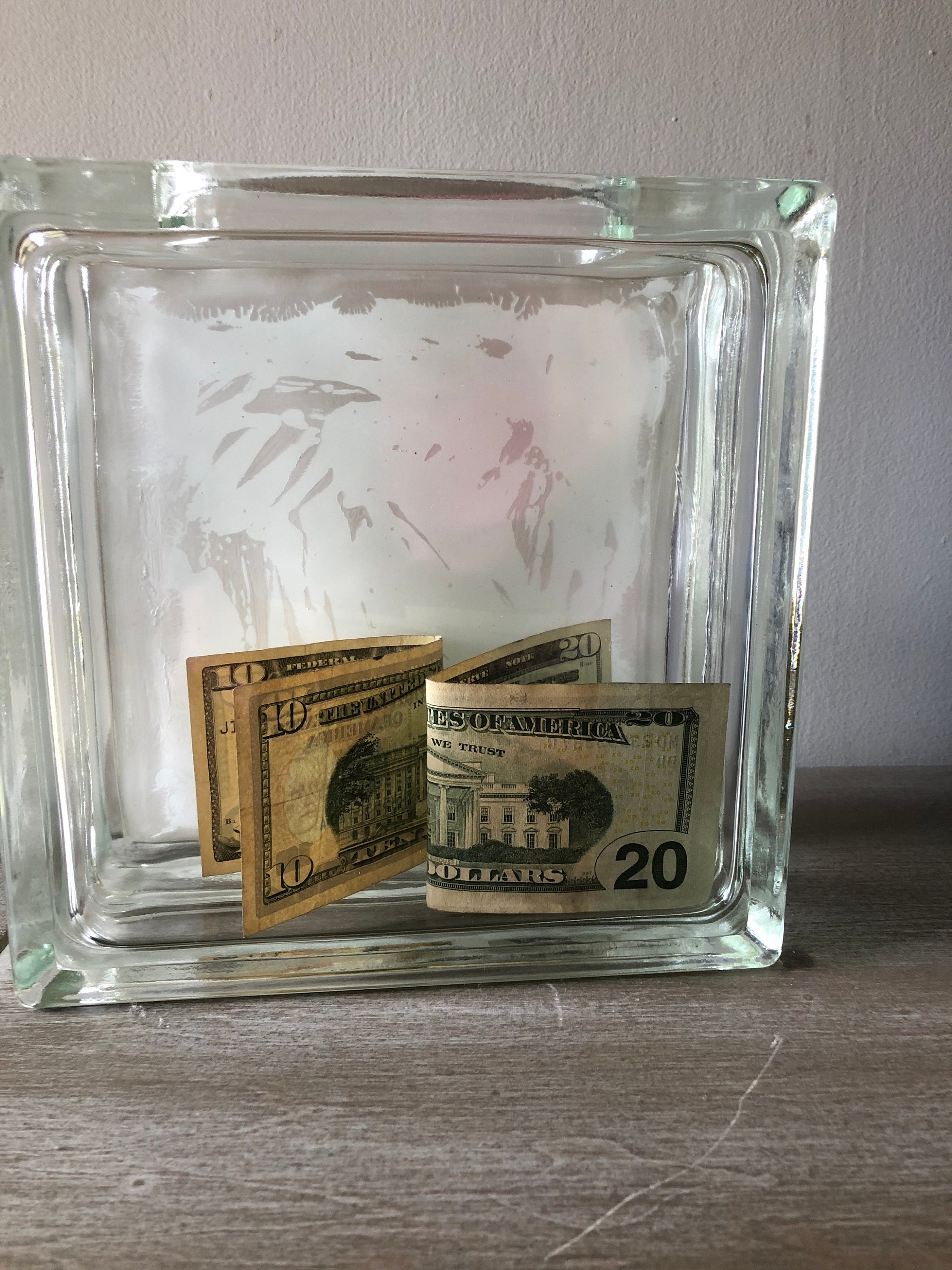 Dog Glass Block Piggy Bank Etsy.de