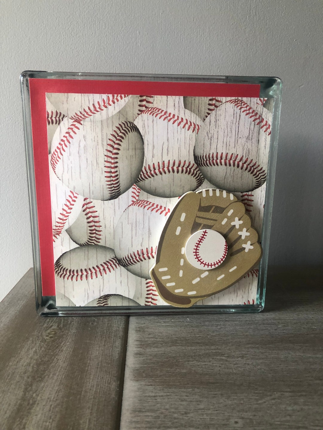 Baseball Glass Block Piggy Bank Etsy