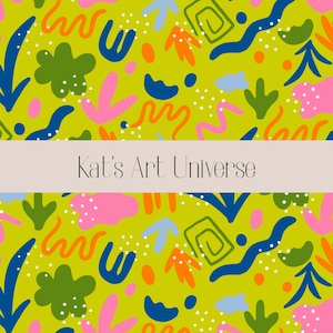 Funky farbenfrohes nahtloses Muster | Seamless Pattern | Abstrakte Formen Farben | Stoff | Hintergrundmuster | 300 DPI | Sofortiger Download
