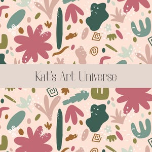 Nahtloses Muster | Seamless Pattern | Rosa Grün Abstrakte Formen | Stoff | Hintergrundmuster | 40x40 cm, 300 DPI | Sofortiger Download