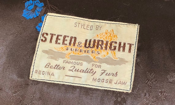 Vintage 50s 60s Steen & Wright Furriers Chocolate Brown Muskrat