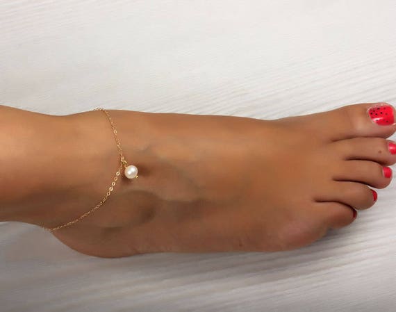 Pearl Anklet Pearl Ankle Bracelet Gold Filled Anklet Etsy