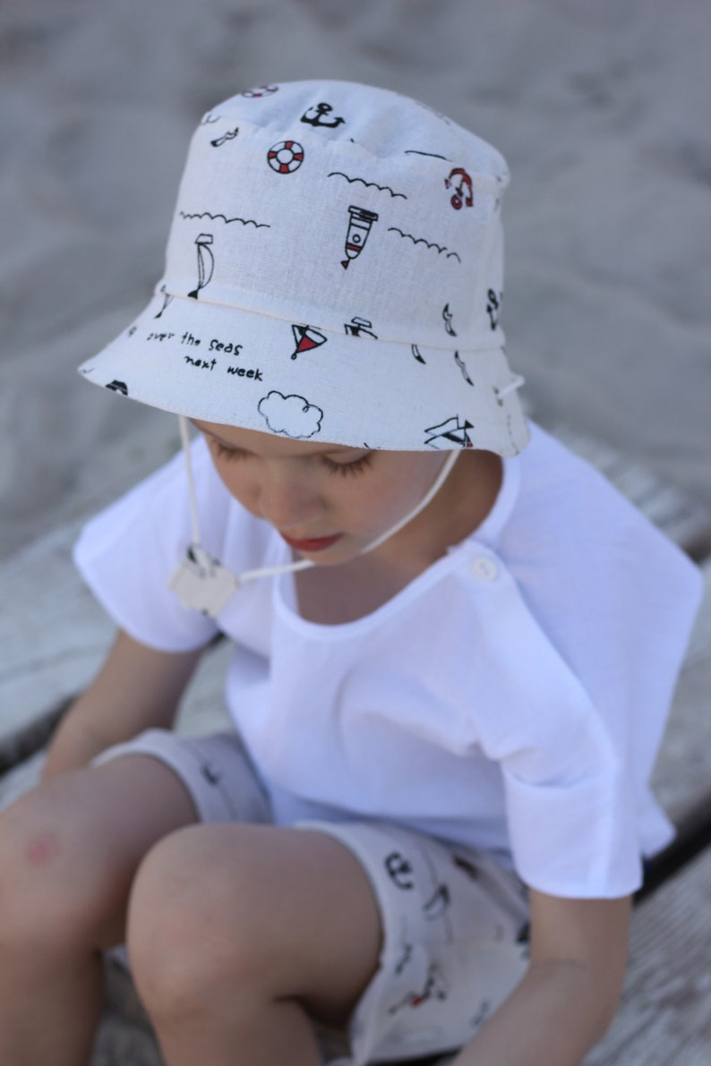 Organic Linen Beige Baby Boy Bucket Hat Toddler Panama Sun Hat Etsy