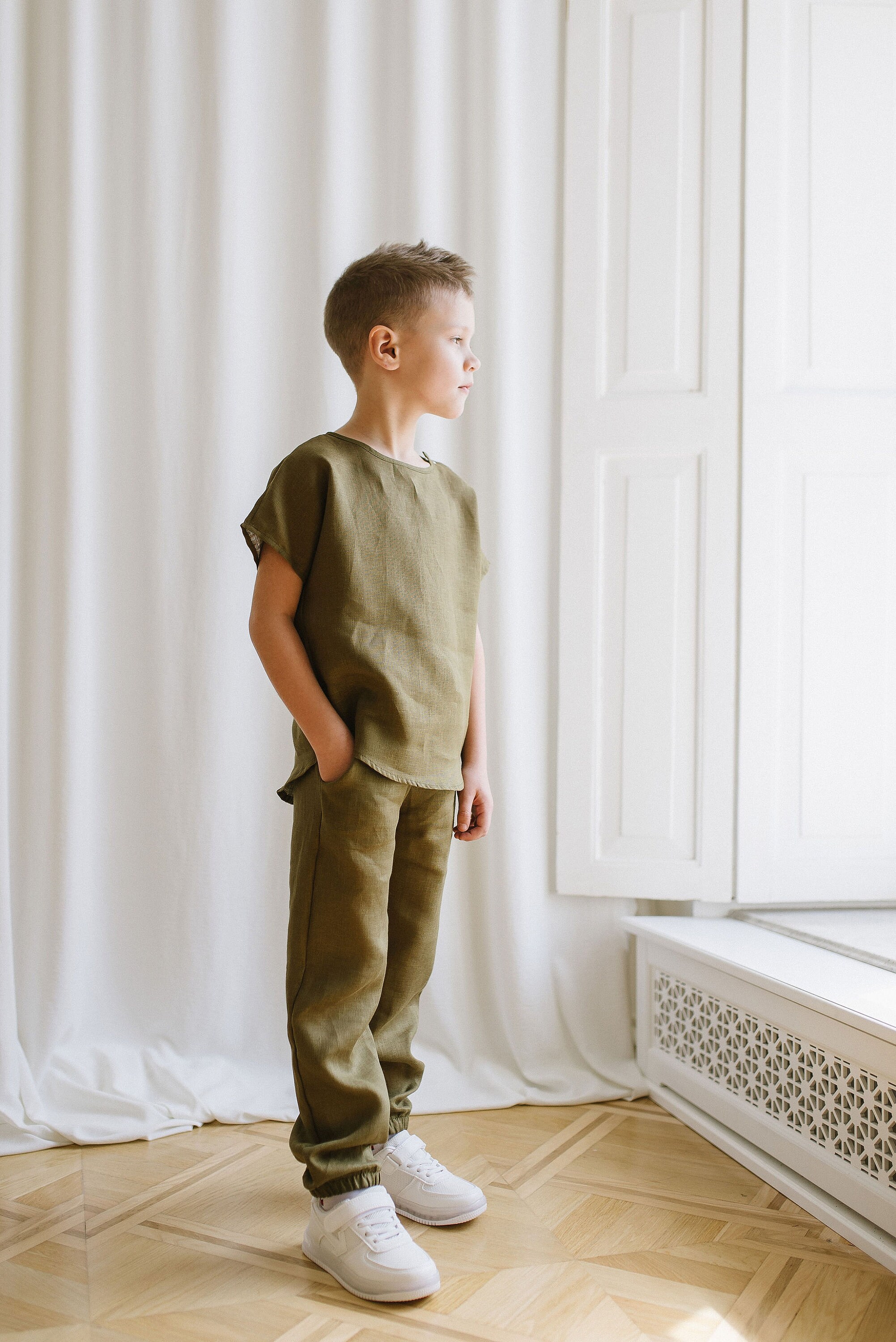 Toddler Baby Boy Linen Suit Two Piece Set Pants Joggers Etsy