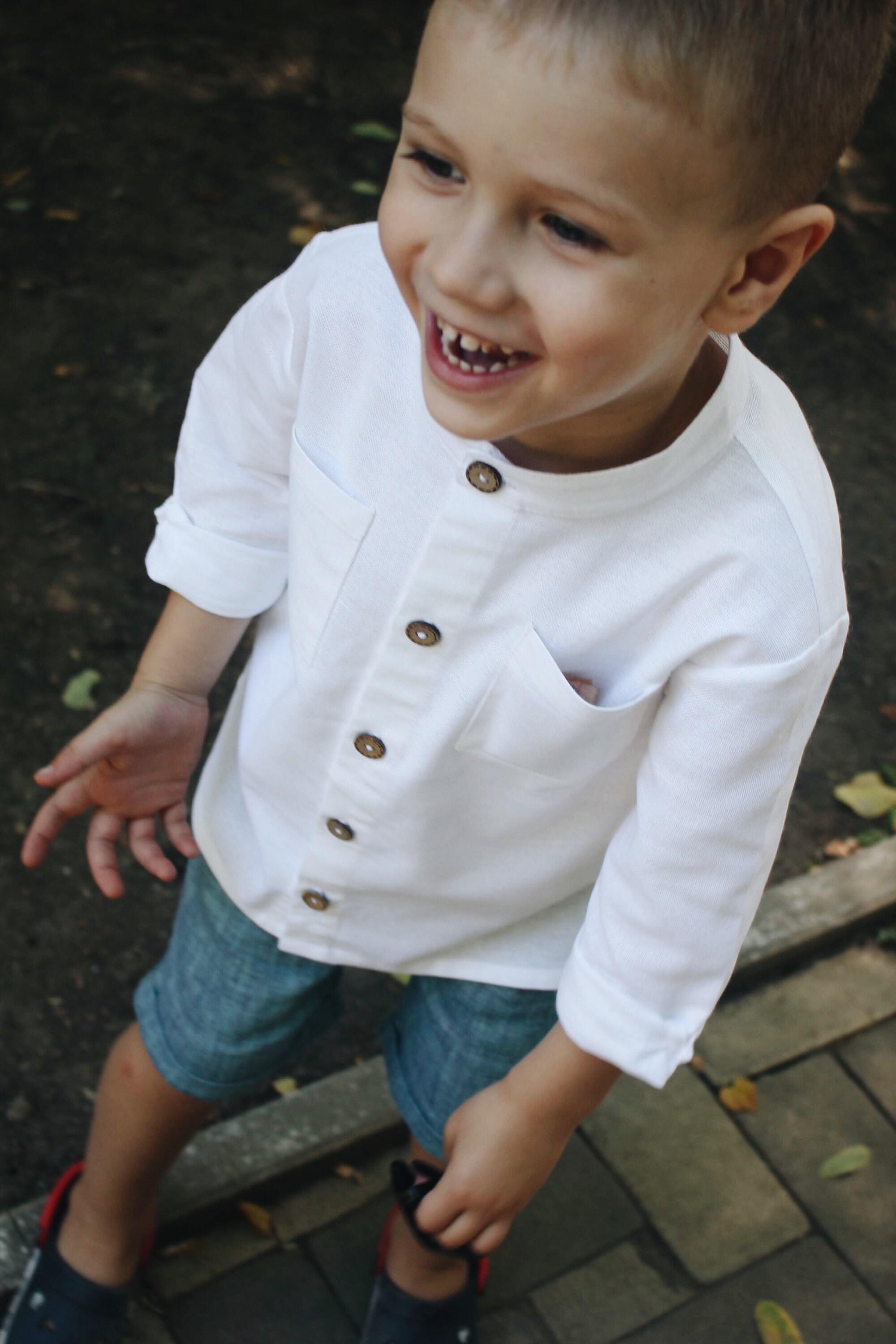 White baby boy organic linen button down shirt toddler kids Etsy