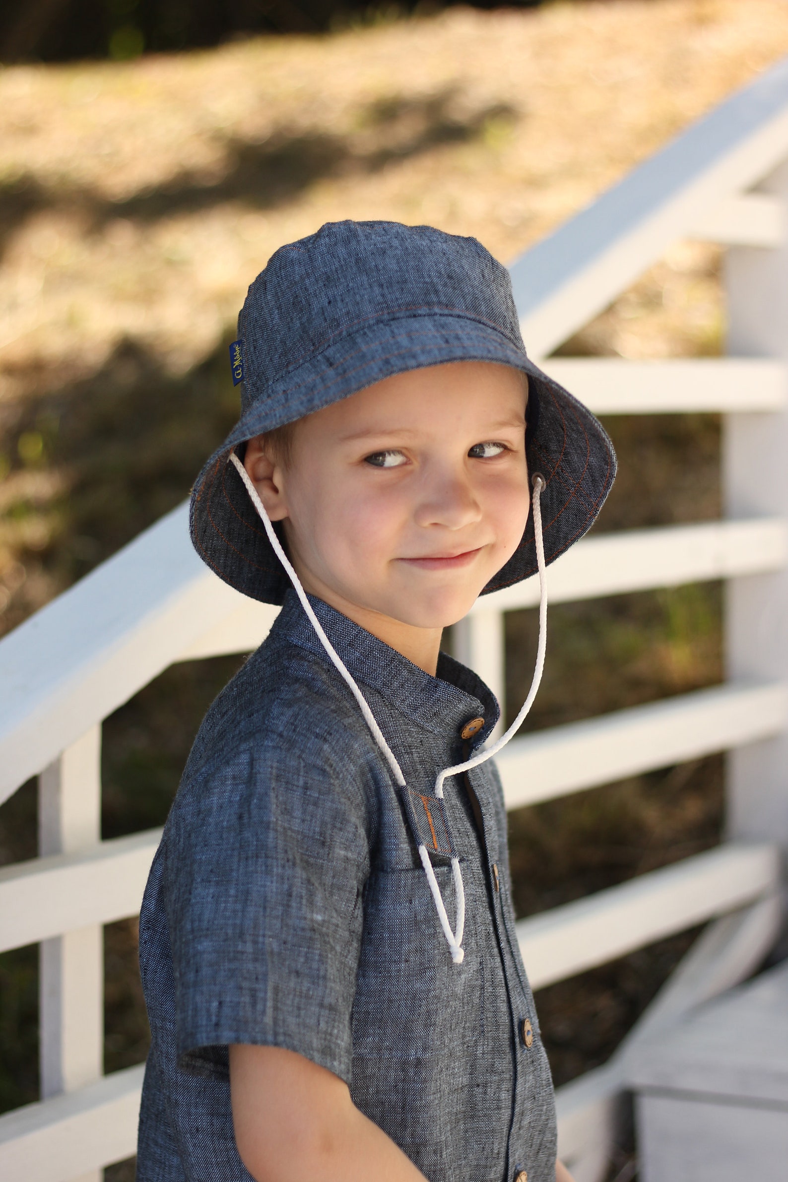 Organic Linen Blue Jeans Baby Boy Bucket Hat Toddler Panama Etsy