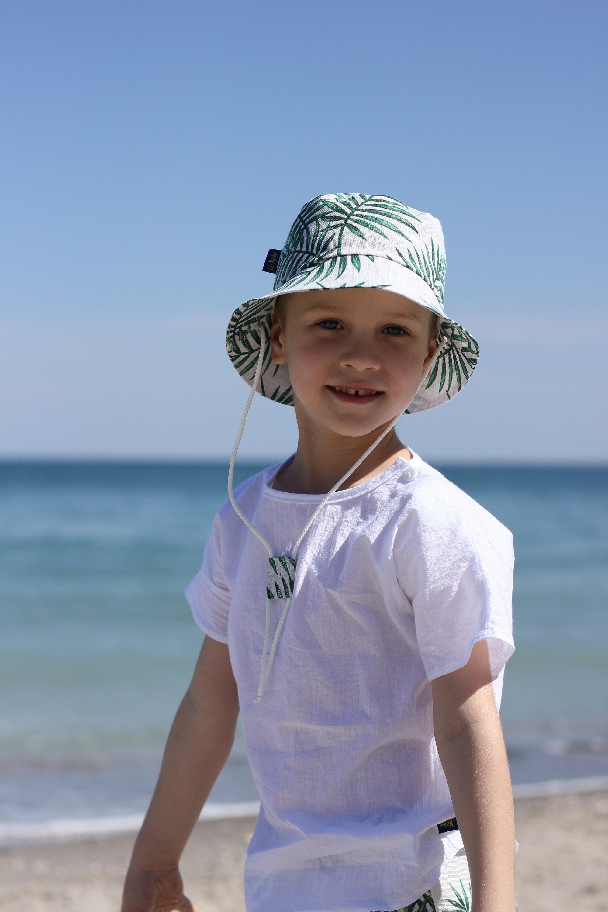 Organic Linen Toddler Sun Hat Green 