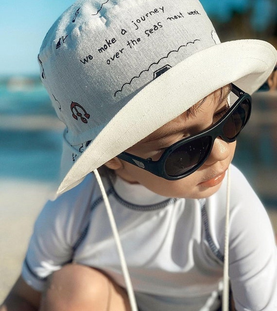 Organic linen Beige baby boy bucket hat 