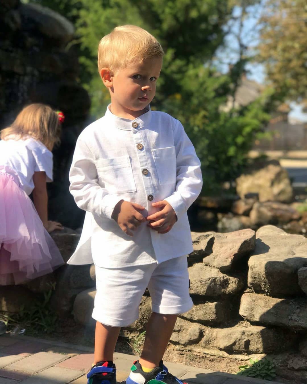 White baby boy organic linen button down shirt toddler kids Etsy