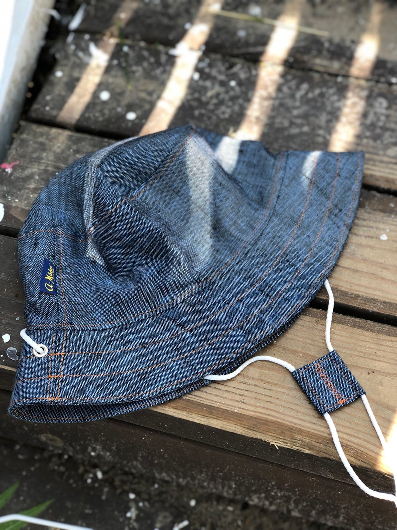 Organic Linen Blue Jeans Baby Boy Bucket Hat Toddler Panama Etsy