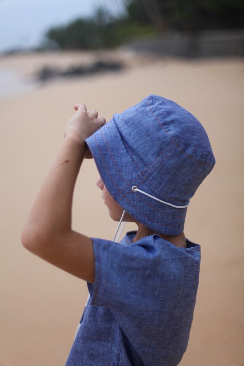 Organic Linen Blue Jeans Baby Boy Bucket Hat Toddler Panama Etsy