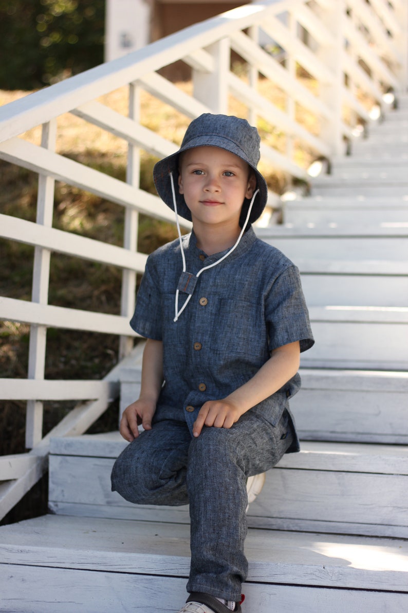 Organic Linen Blue Jeans Baby Boy Bucket Hat Toddler Panama Etsy