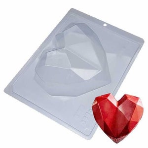 Breakable Heart Chocolate Mold - 3 Parts Mold - 500 g /  17.6 oz - Large Heart Chocolate Mold Diamond Heart - Easter chocolate mold