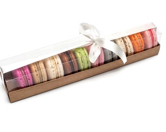 Kraft Paper Box For 10 Macarons - Macaron Packaging - Pack of 5