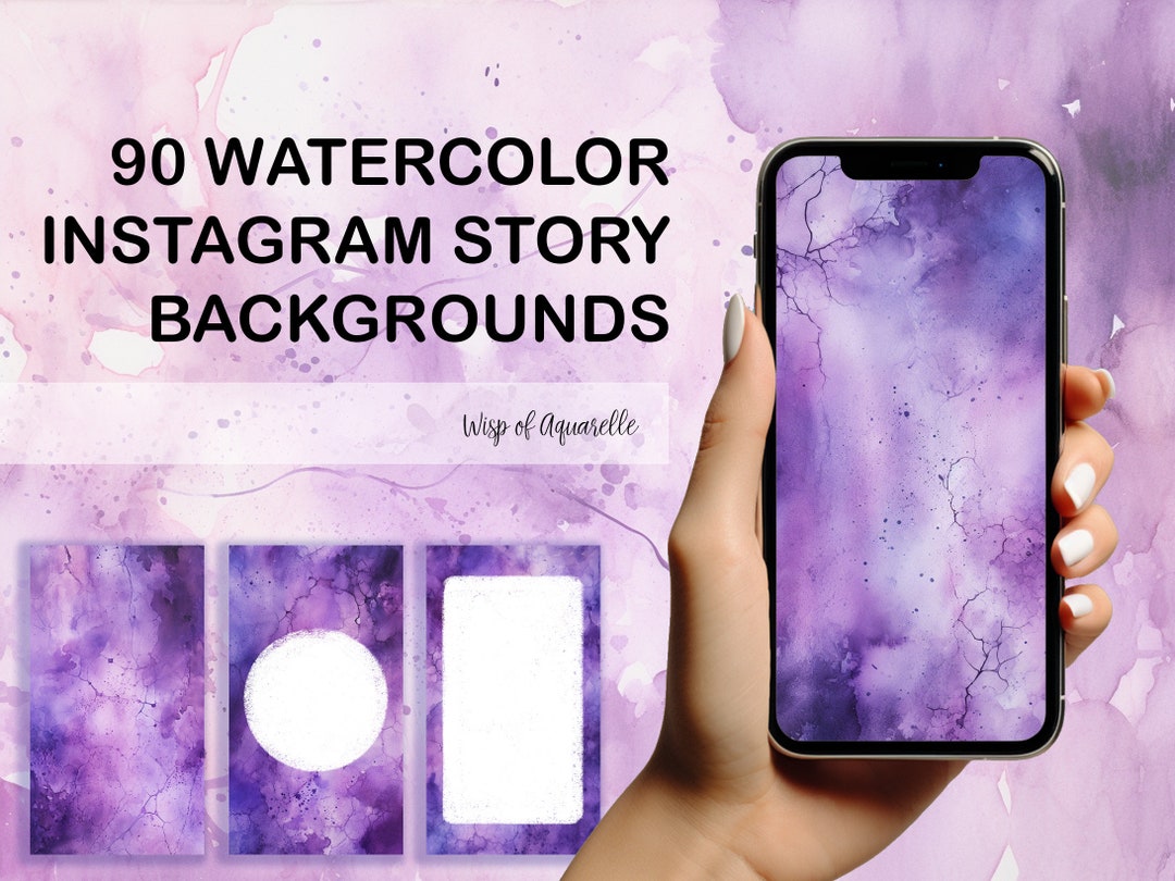 90 Purple Instagram Story Backgrounds, Watercolor Background, IG Story ...