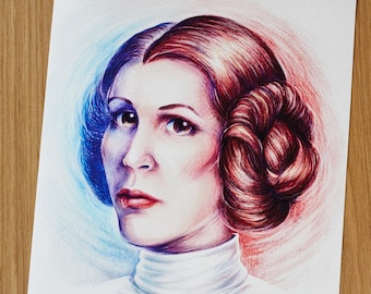 Princess Leia - Giclee Art Print, Pop Culture Portrait, Carrie Fisher, Wall Art