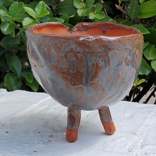 Terra Cotta Bowls Planters With Feet Unglazed Etsy