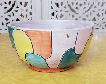 Handmade Bowl with Bright Oval Pattern