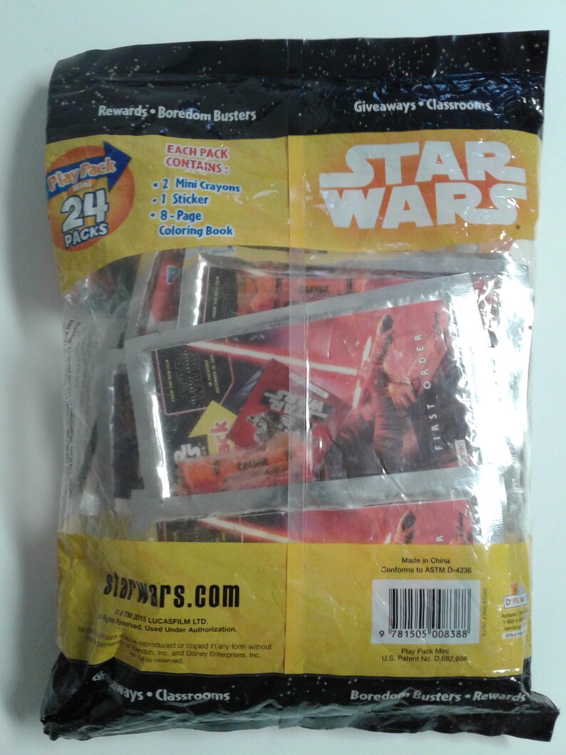 Coloring Book Crayons /& Stickers Star Wars Giveaways Party Favors Play Pack Mini 24 Packs