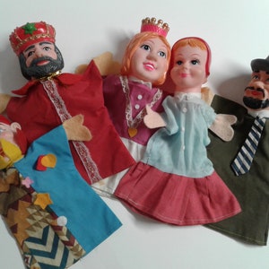 Vintage Snow White Rubber Headed Hand Puppets Lot of 5