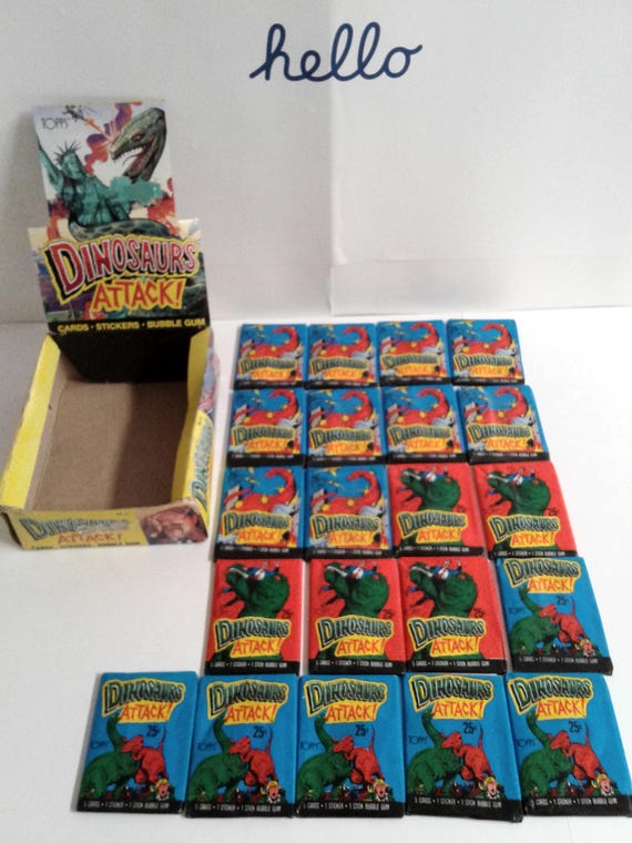 Lot of 21 Packs Dinosaurs Attack Cards-stickers-bubble Gum Topps