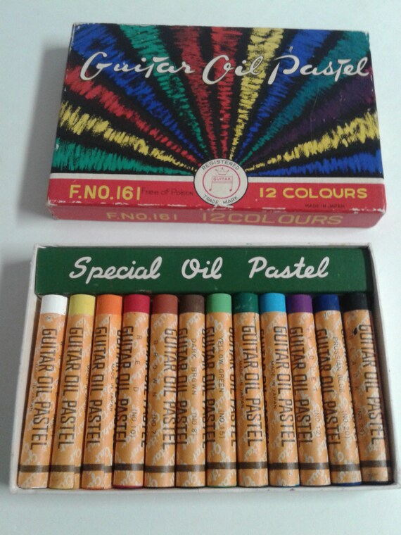 Vintage Guitar Oil Pastels 12 F.NO.161 Free of Poison Made Etsy