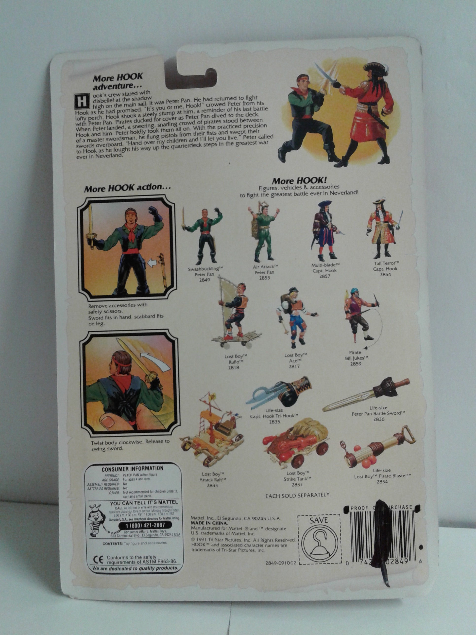 Hook Swashbuckling PETER PAN Action Figure Mattel 1991 - Etsy