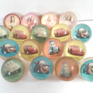 Mixed Lot of 17 Bouncing Balls - Barbie Doll Disney Pixar Cars