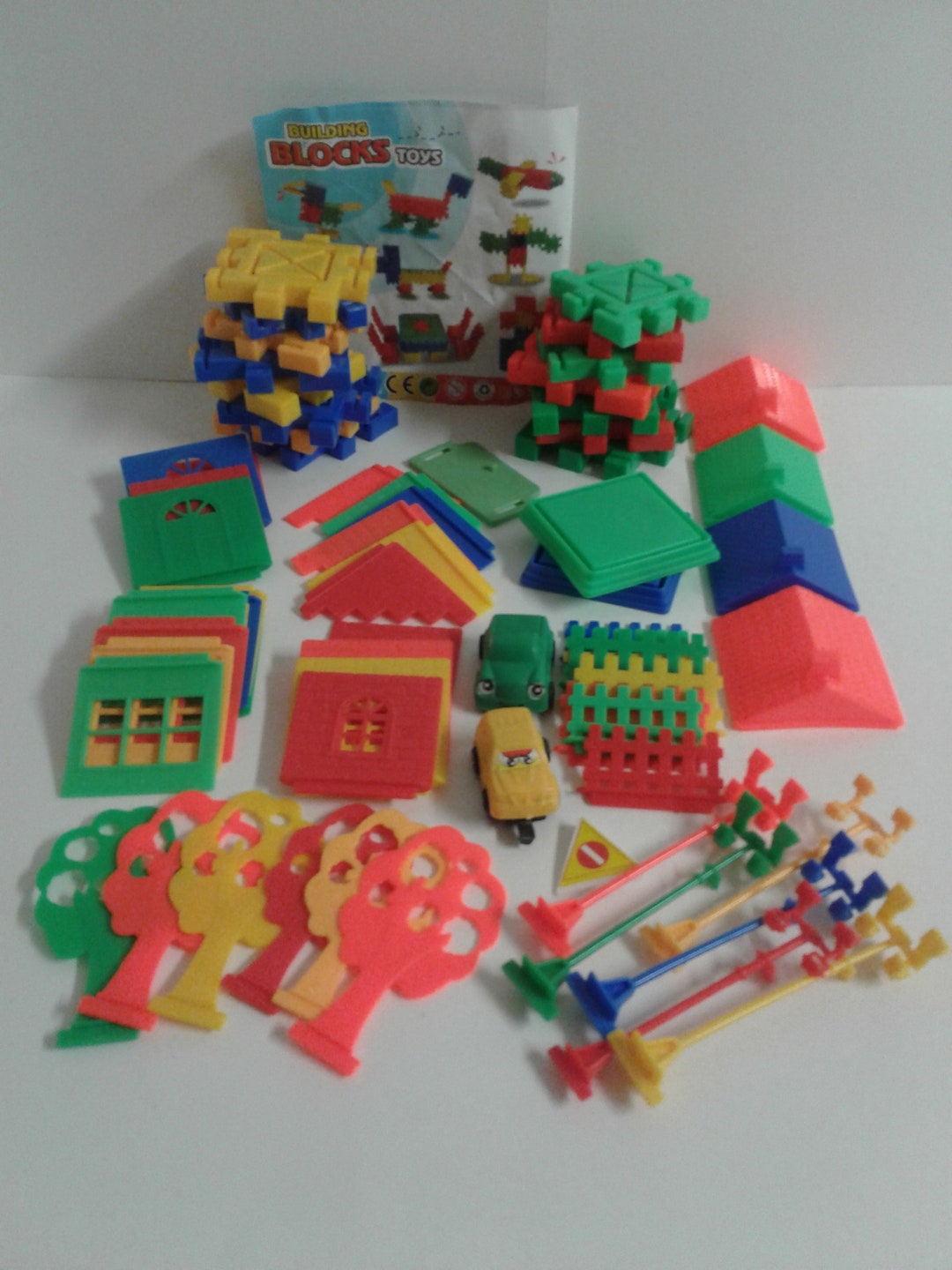 Vintage Plastic Building Blocks Toy Set: 66 Piece Educational ...