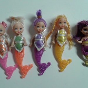 Lot Of 5 Mini Mermaid Dolls Assorted Colour, 6 Inch