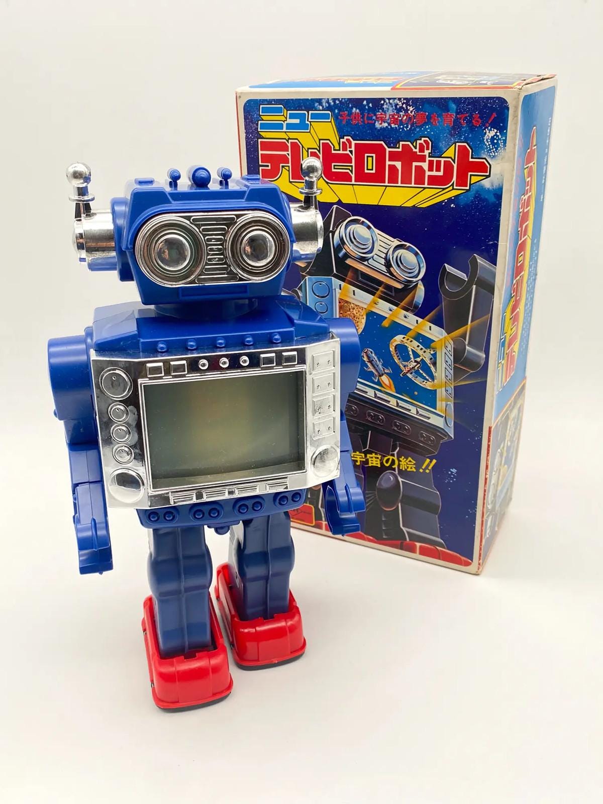 【希少】昭和レトロ　テレビロボット ウォーキングアクション ヴィンテージ ホリカワ 1980年代 新品 動くテレビロボット玩具 日本製