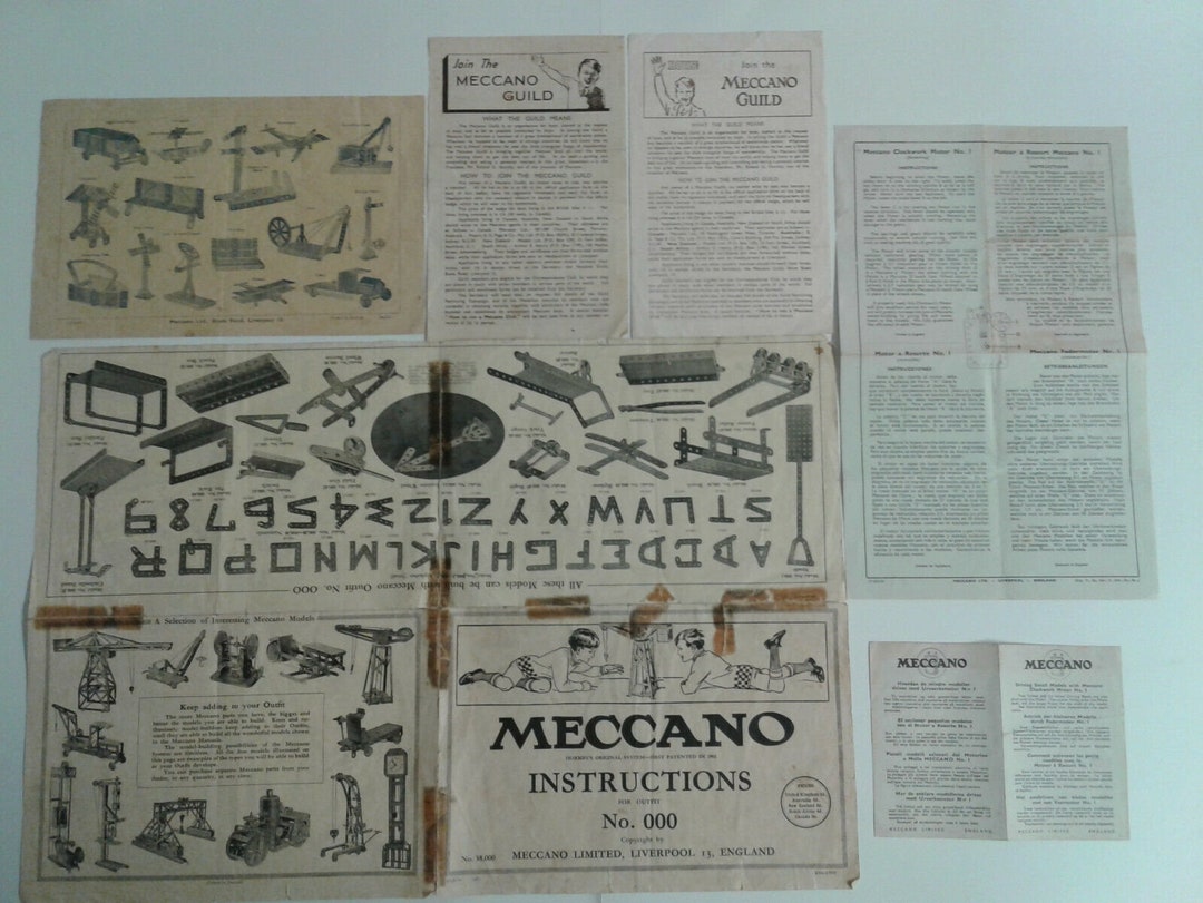 Vintage 50s Meccano Pages for Outfit 000 Instructions