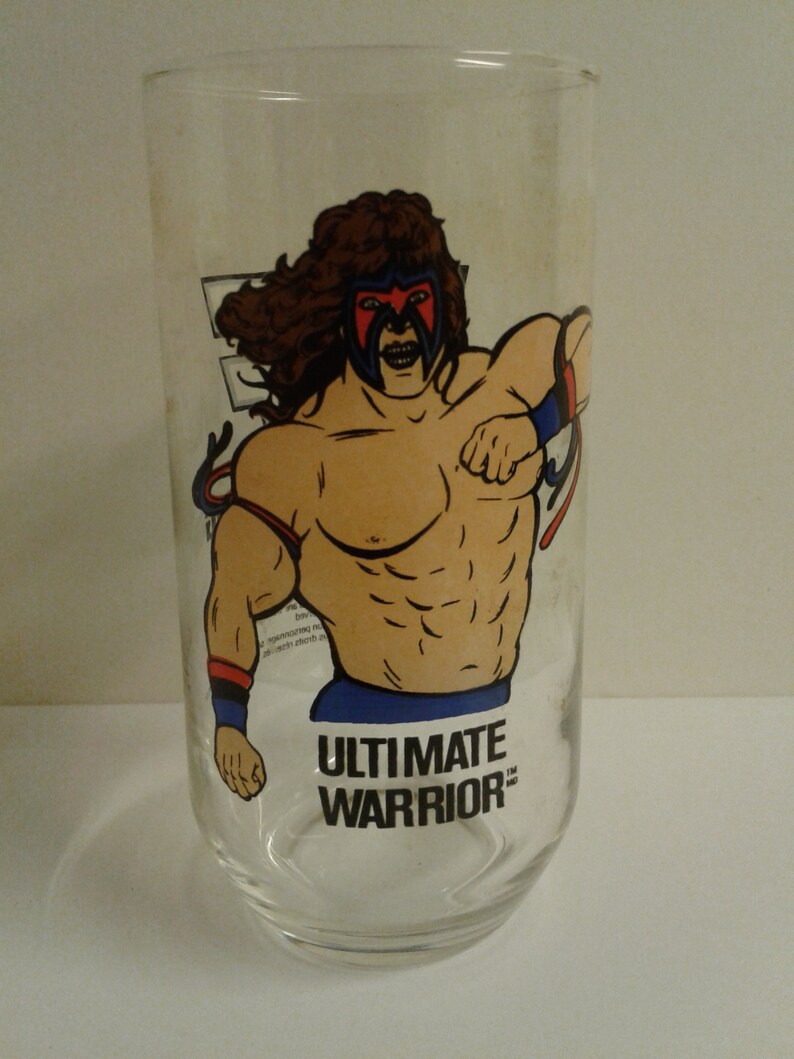 Ultimate Warrior WWF WWE Vintage 1990 Titan Sports Drinking Glass