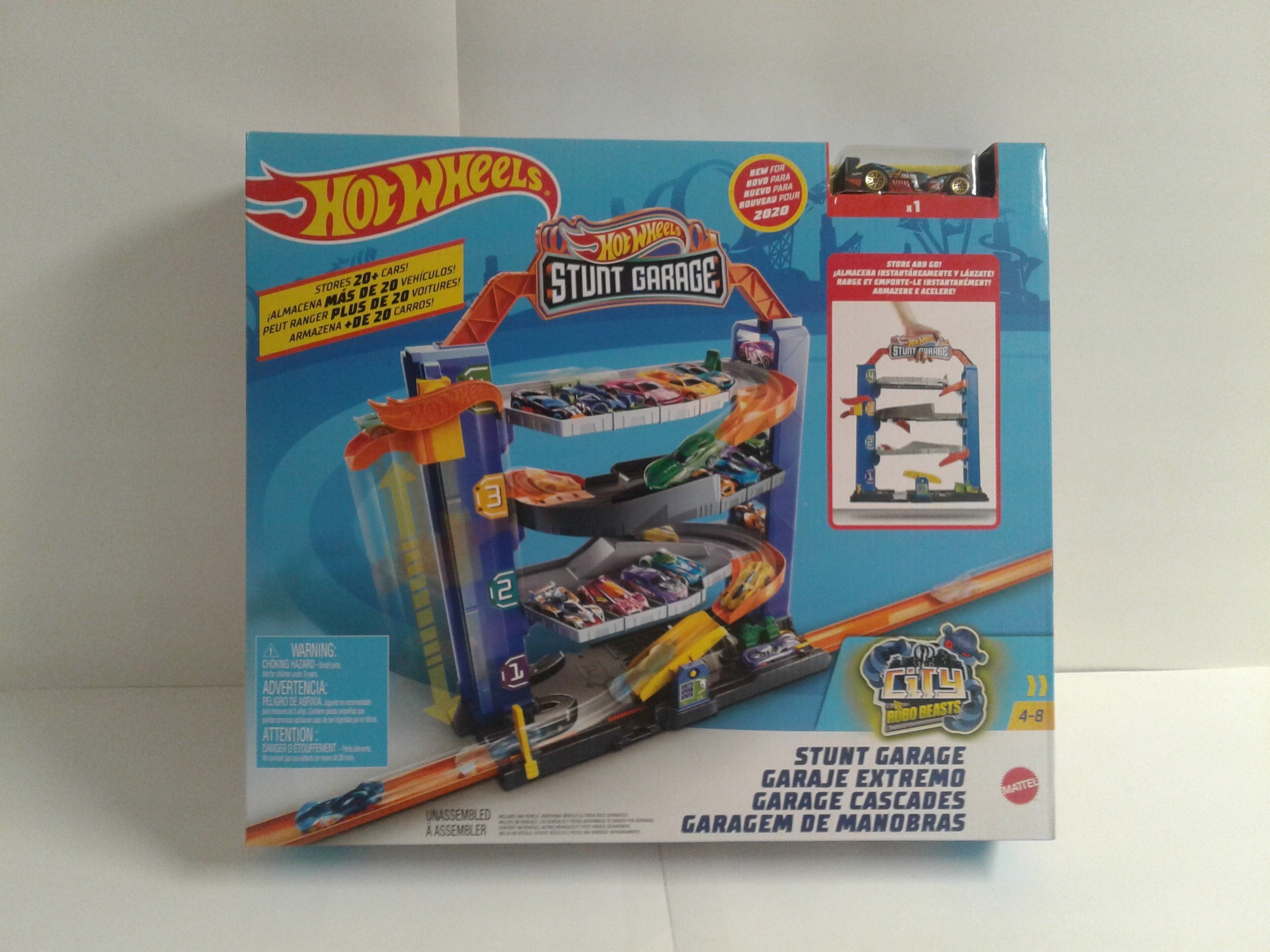 Hot Wheels - STUNT GARAGE - Track Set & Carrier Robo Beasts
