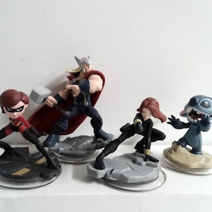 Disney Infinity 2.0 Figures Thor, Violet Parr, Black Widow & Stitch Lot Of 4 image 1