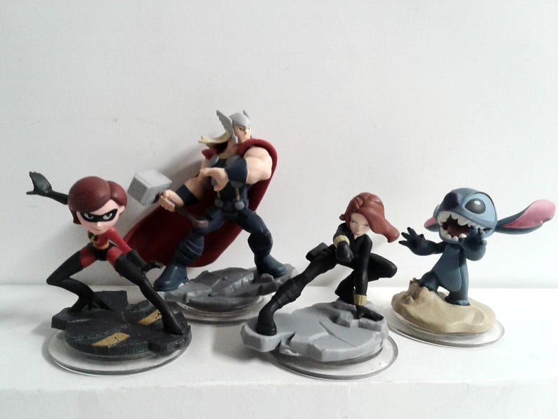 Disney Infinity 2.0 Figures Thor, Violet Parr, Black Widow & Stitch Lot Of 4 image 1