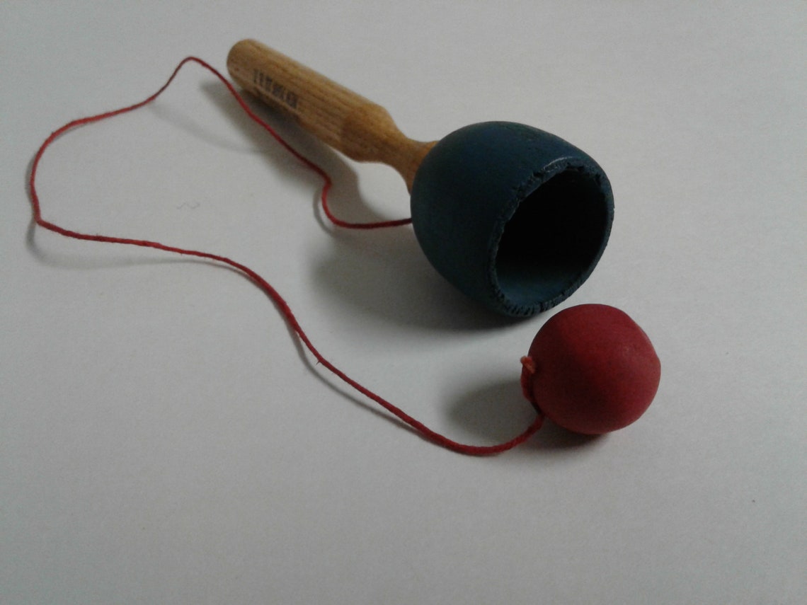 Vintage 70s Wooden Stick Cup & Ball on String Toss Game Etsy Canada