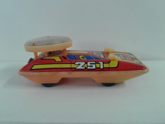 Vintage Tinplate Toy Car Hover Rally 251 Roulette Wheel Hong Kong