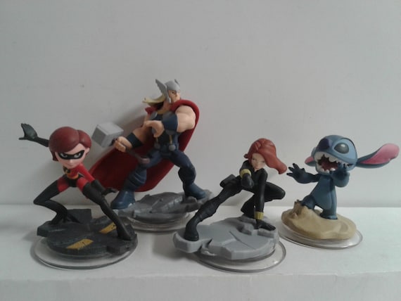 Lote de 4 figuras Disney Infinity 2.0 Thor Violet Parr Black Widow y Stitch Etsy Mexico