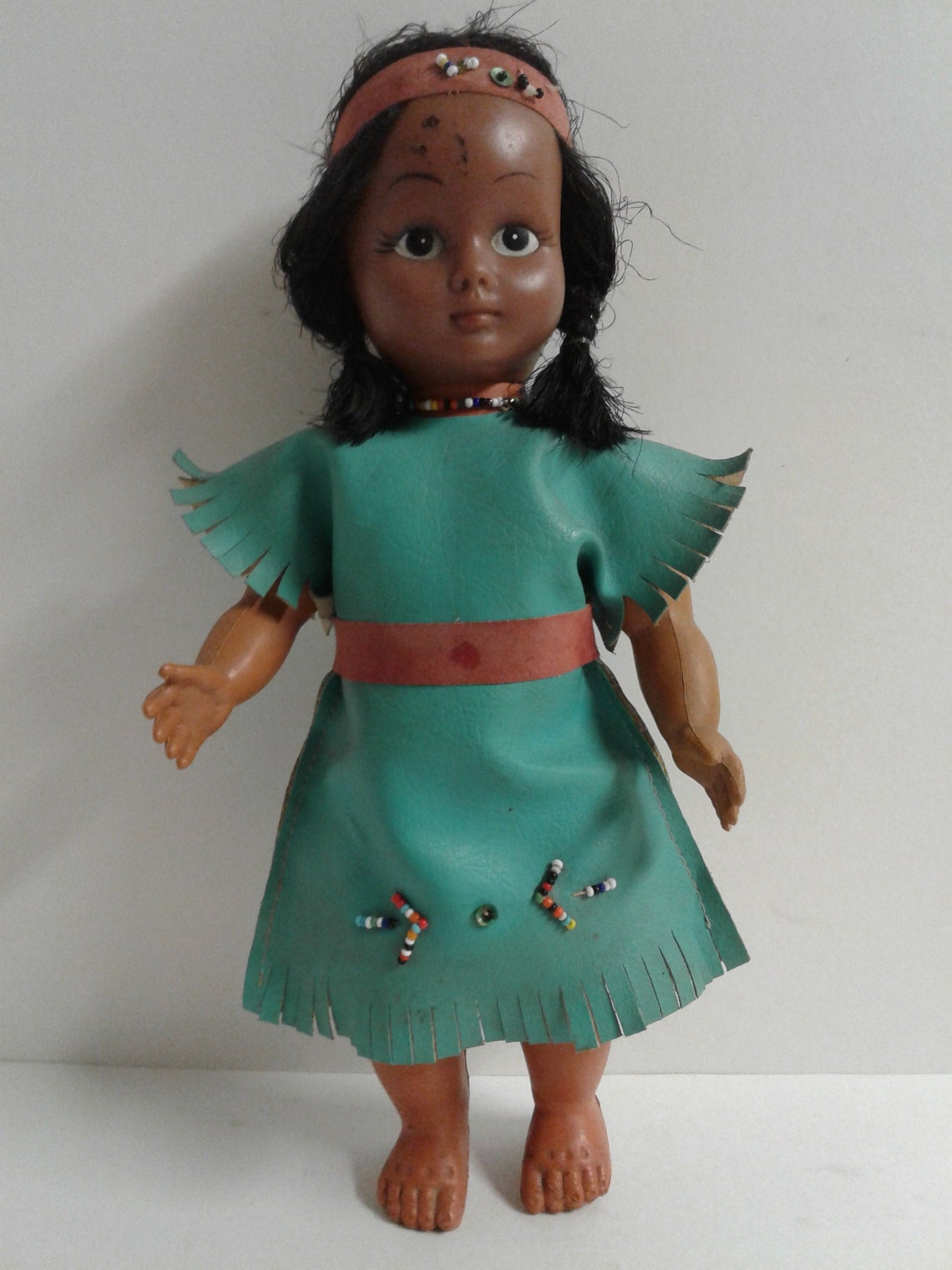 Vintage Native American Indian Girl Doll 11 Inch Etsy