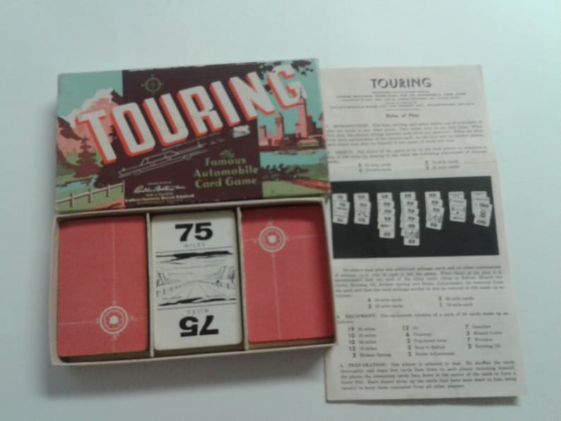 Mint TOURING The Famous Automobile Card Game Vintage 1940/'s Parker Brothers