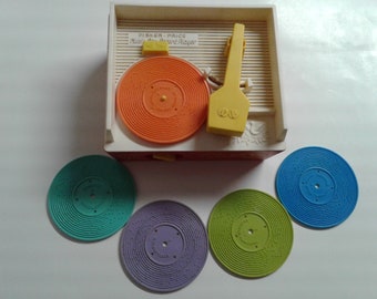 Fisher Price Record Player Vintage 995 blue 5 Edelweiss Hickory Dickory Dock 