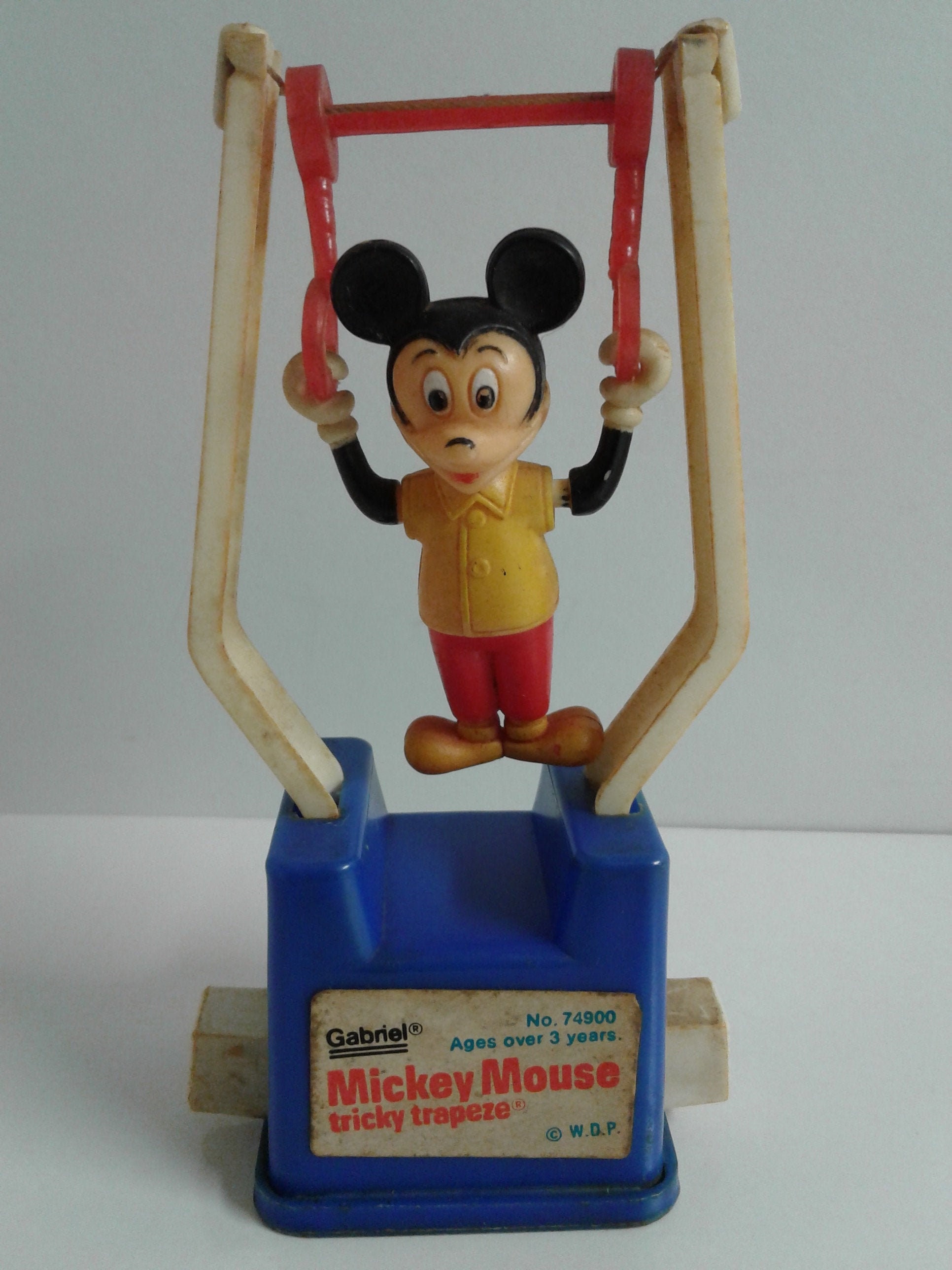 Disney Mickey Mouse Tricky Trapeze Push Button Toy Vintage Etsy