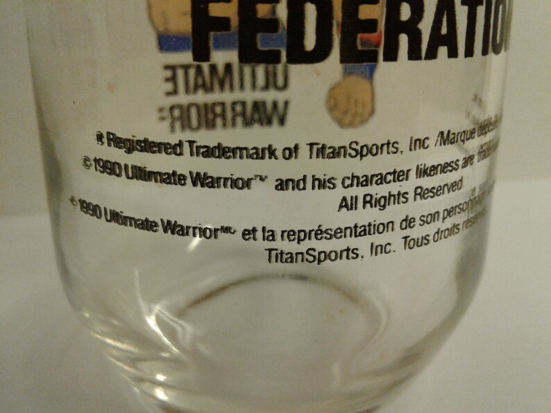 Ultimate Warrior WWF WWE Vintage 1990 Titan Sports Drinking Glass
