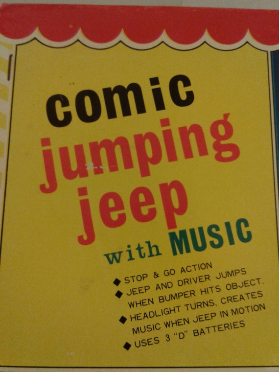 Marx Comic Jumping Jeep With Music, Batteries Operated, Vintage