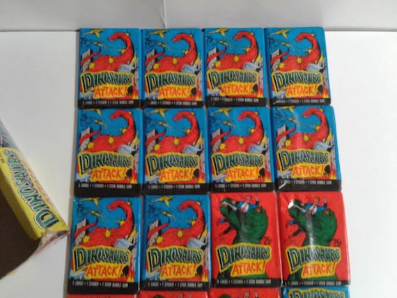 Lot of 21 Packs Dinosaurs Attack Cards-stickers-bubble Gum Topps