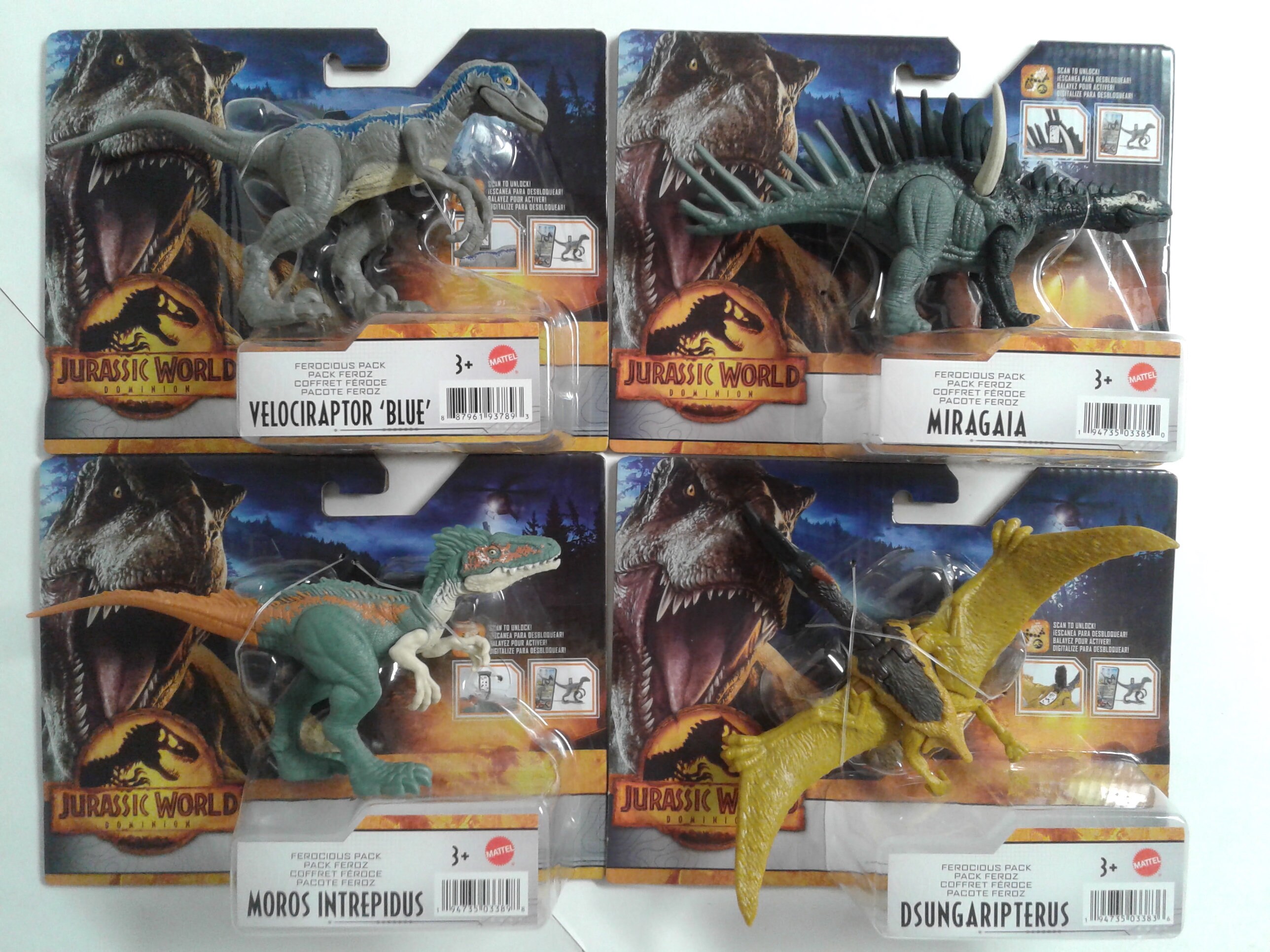 Jurassic World Dominion Dinosaur Surprise Play Pack Grab & Go! Set Lot Of 4