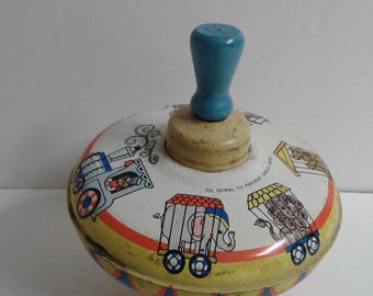 Vintage 1960's Ohio Art Tin Litho Spinning Top Circus